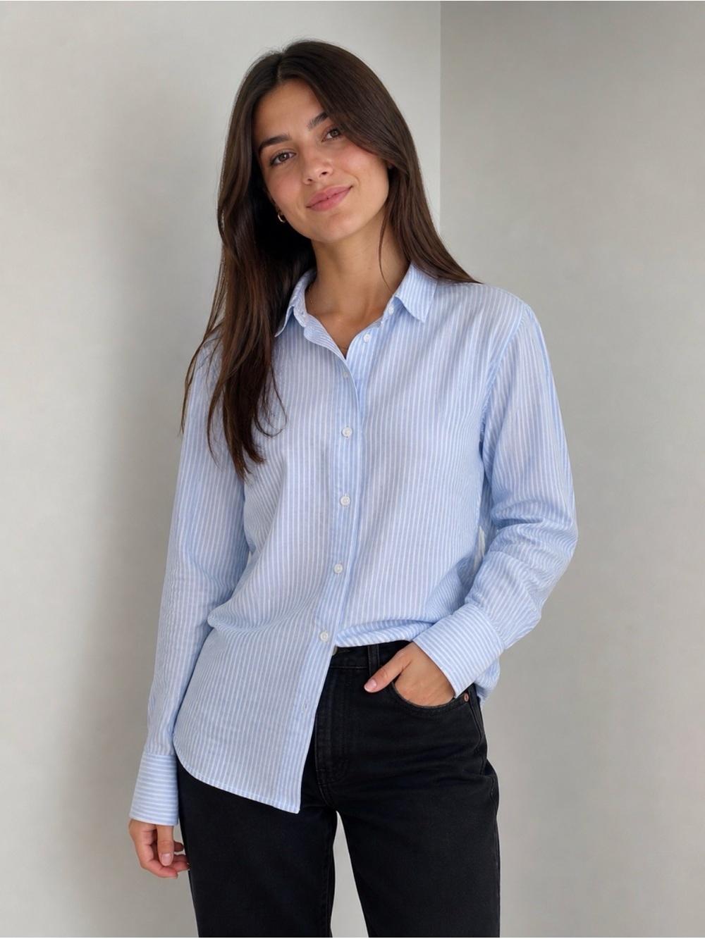 H&M |Blue & White Striped Button-Down Shirt